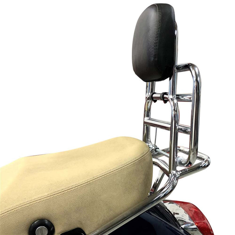 Prima Rear Rack w/ Backrest - Chome: Vespa LX50, LX150