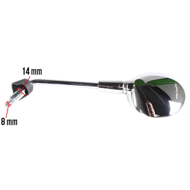 Vespa Primavera 50/150 Left Mirror: Chrome Round