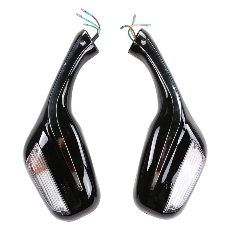 Blue Line LED Sport Mirrors (Black, 8mm); Standard Thread