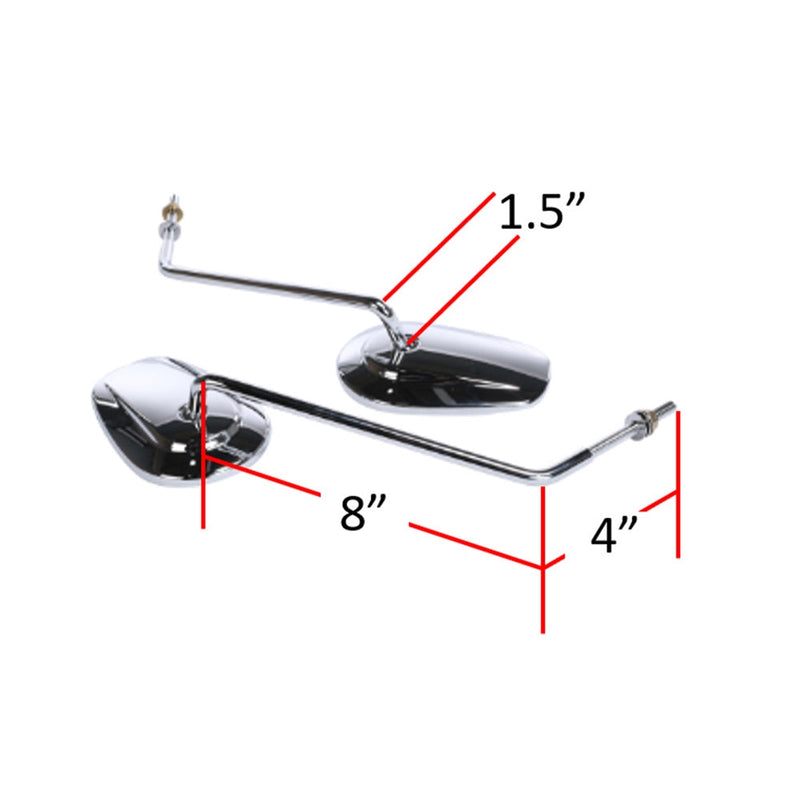 Prima Chrome Long Mirror Set: Royal Alloy GT & GP