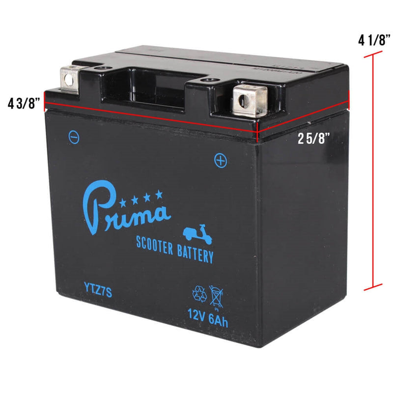 Prima Gel Battery (12V YG7-ZS); Honda Ruckus, Metropolitan