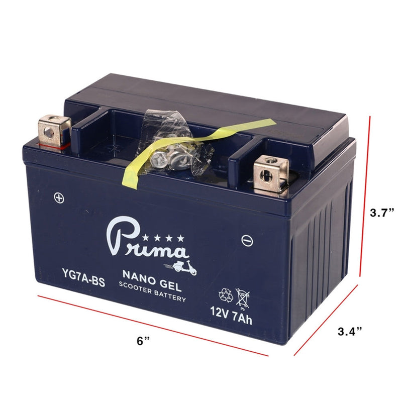 Prima Gel Battery 12V YG7A-BS - Genuine 125/150/170i, CSC Go