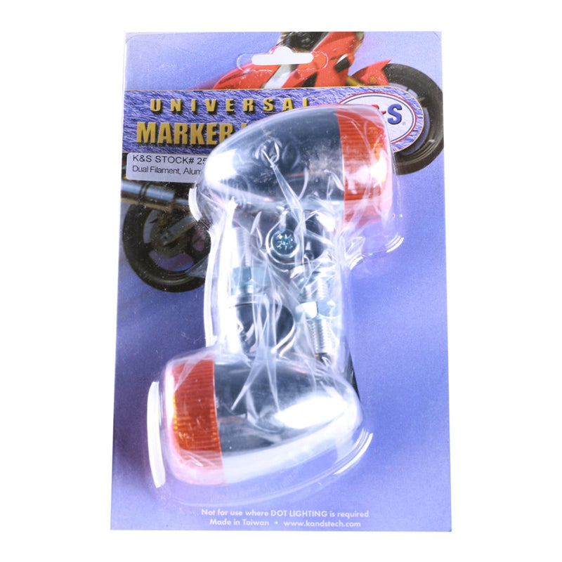 Bullet Style Chrome Front/Rear Turn Signals w/ Amber Lens