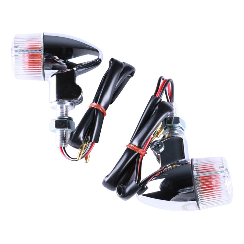 Mini Bullet Front/Rear Chrome Turn Signals w/ Clear Lens