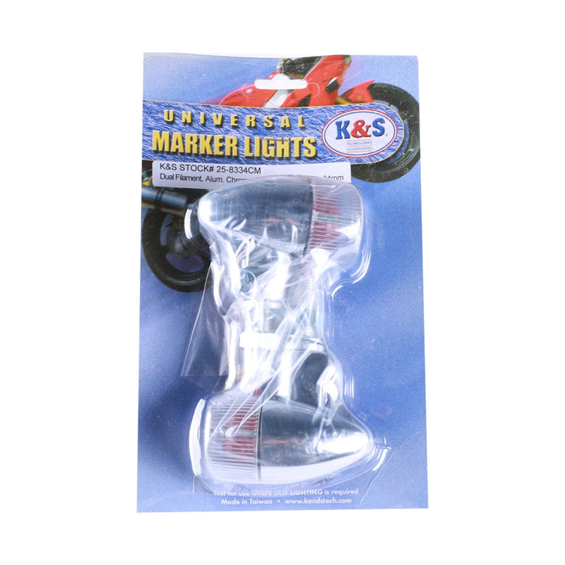 Mini Bullet Front/Rear Chrome Turn Signals w/ Clear Lens