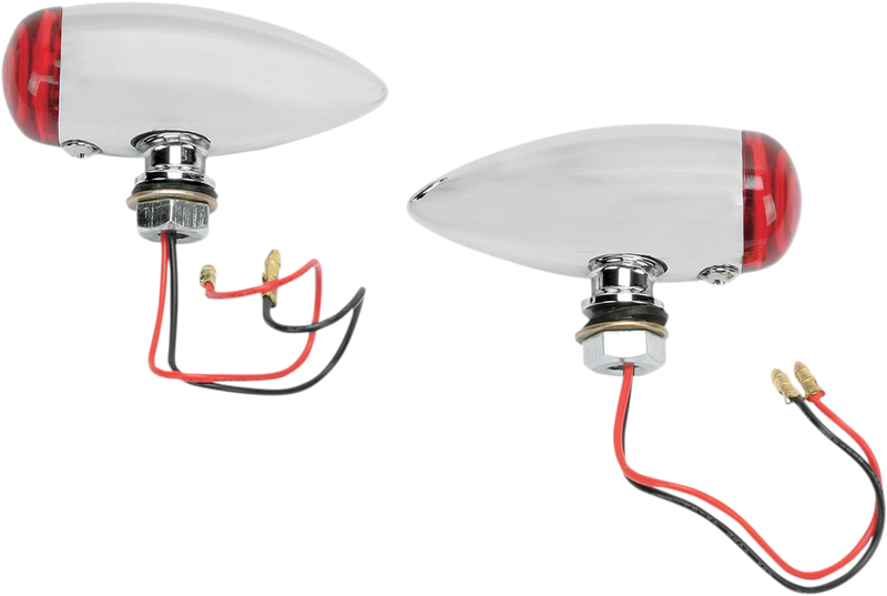 DRAG SPECIALTIES Bullet Marker Lights LED Red Lens Chrome (Part #20-6589SRLED)