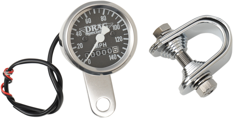 DRAG SPECIALTIES Mini Speedometer 21-6961DS-BX15A with Black Dial and 2:1 Ratio