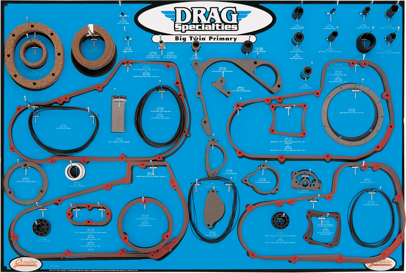 DRAG SPECIALTIES Gasket, Seal, and O-ring Display for '99-'06 Twin-Cam 5-Speed Primaries (Part #9903-0101)
