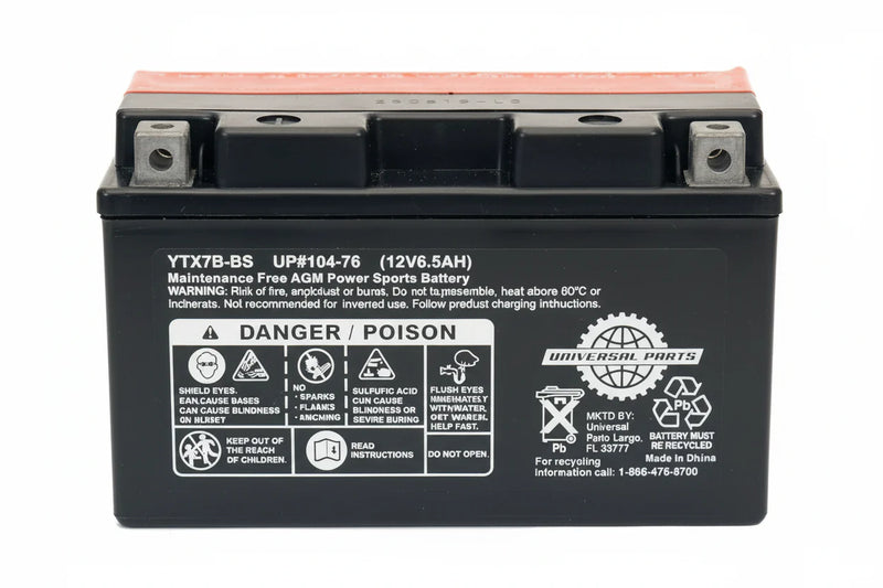 Universal Parts 12V 6.5AH Battery YTX7B-BS