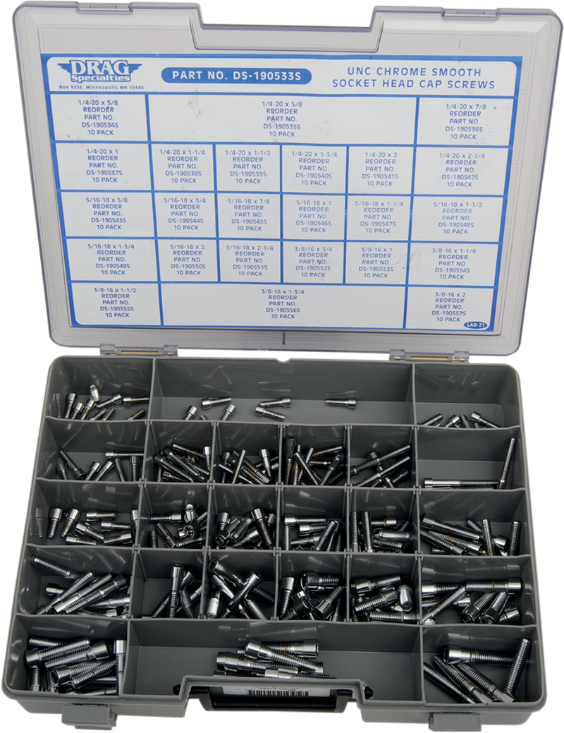 DRAG SPECIALTIES, DRAG SPECIALTIES MK202S Socket-Head Bolt Assortment Kit for Motorcycles