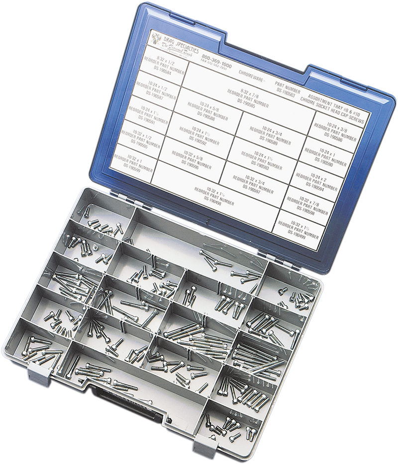Drag Specialties MK192 Socket-Head Bolt Assortment Kit - 18 Sizes for #8 and #10 Threads