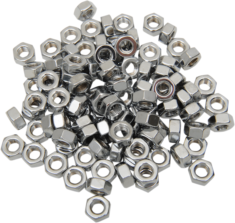 DRAG SPECIALTIES Hex Nut - 1/4"-28 - Chrome MPB165, Pack of 100