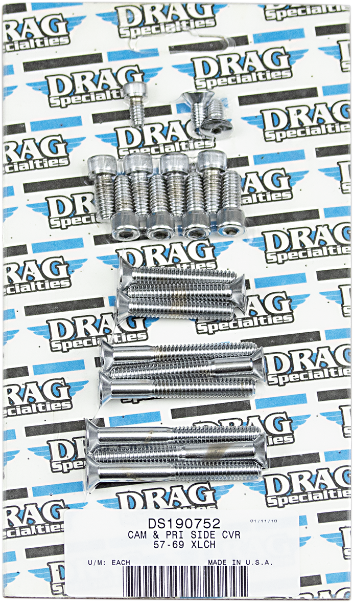 Drag Specialties MK177 Primary Side Cover and Cam Cover Bolt Kit for Harley-Davidson '58-'69 Sportster