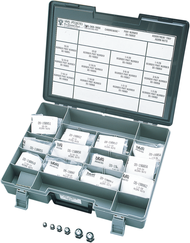 Drag Specialties MK152 Chrome Acorn Nut Assortment Kit