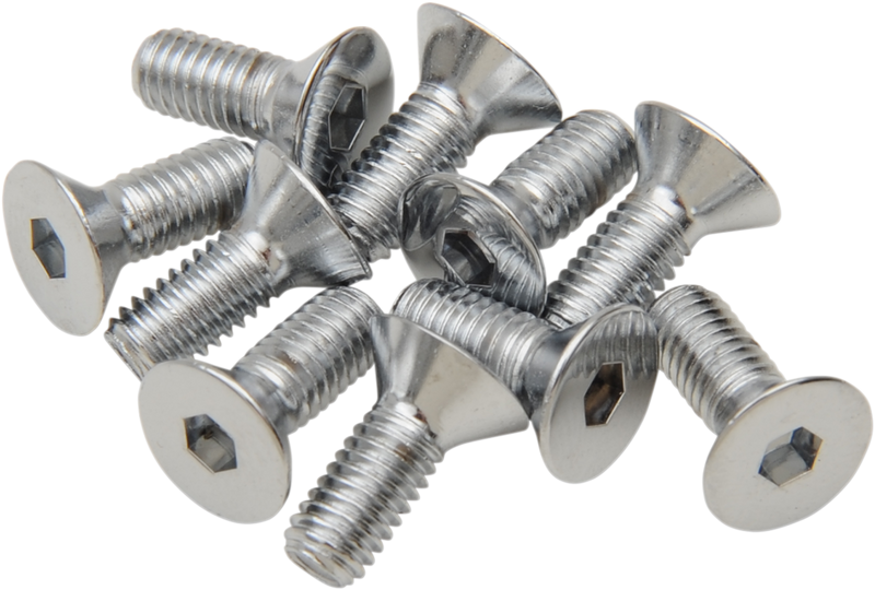 Drag Specialties MPB572 Chrome Flat-Head Bolts – 10-32 x 1/2 inch Replacement Fasteners