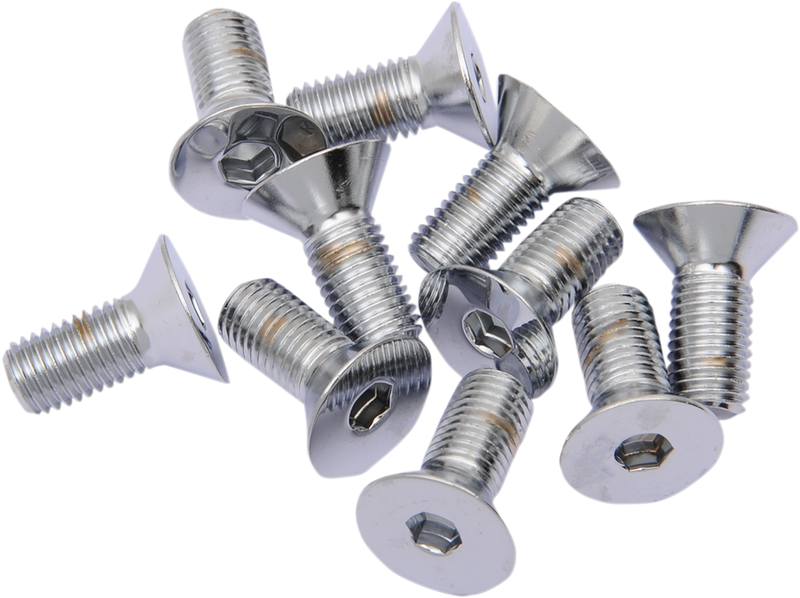 Drag Specialties Flat-Head Chrome Bolts – 5/16"-24 x 5/8" – Part Number MPB581