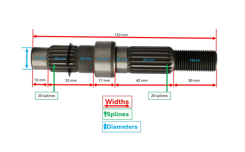 Blue Line Rear Axle, Output Shaft, Final Drive Shaft; 139QMB
