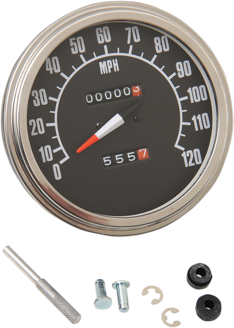 DRAG SPECIALTIES 5-inch MPH FL-'68-'84 Style 1:1 Speedometer - Black Face, Part Number 70847M
