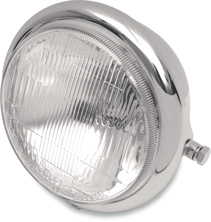 DRAG SPECIALTIES Side Mount H4 Headlight - 5-3/4 inch Chrome with 12V 55/60W Bulb and Blue High-Beam Indicator