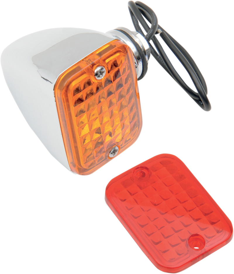 DRAG SPECIALTIES, Drag Specialties Rectangular Market Light 163072-BC1 with Amber and Red Lenses