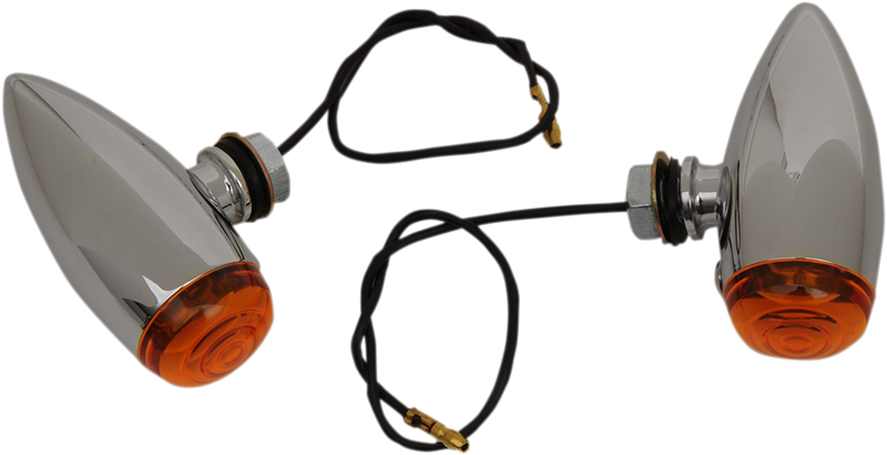 DRAG SPECIALTIES, Drag Specialties Bullet Marker Lights LED Amber Lens in Chrome (Part #20-6589SA-BC202)