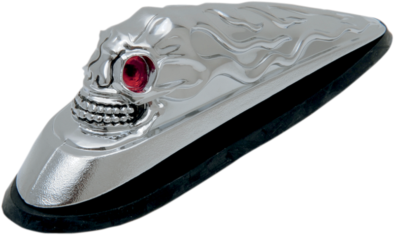 DRAG SPECIALTIES Skull Head Ornament with Illuminated Eyes, Chrome Finish - Part 91-6623R