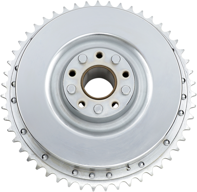 DRAG SPECIALTIES Chrome Rear Drum and Sprocket Set for 1967-1972 Harley-Davidson Motorcycles (Part No. 06-0128-BX-LB2)