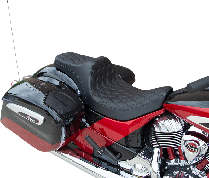 DRAG SPECIALTIES SEATS, Drag Specialties Seats Predator III Double Diamond Seat for Indian 2014-2022, Black Stitching