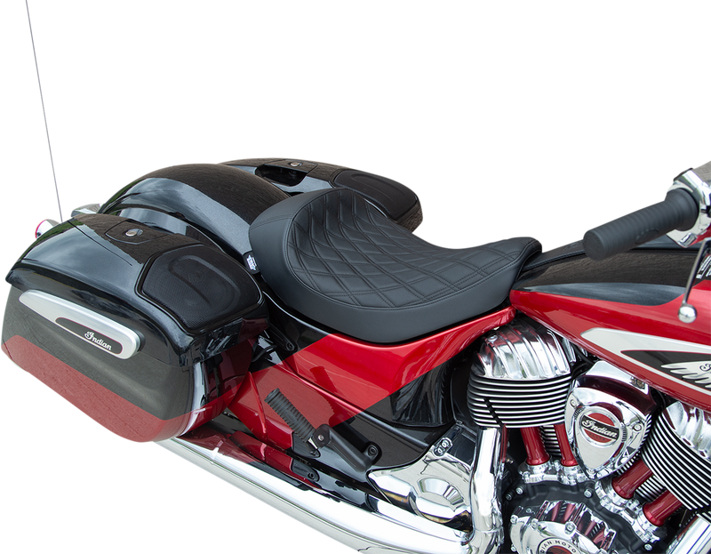 DRAG SPECIALTIES SEATS, Drag Specialties Seats Solo Seat - Double Diamond Black Stitching for Indian 2014-2022 (Part #0810-2267)