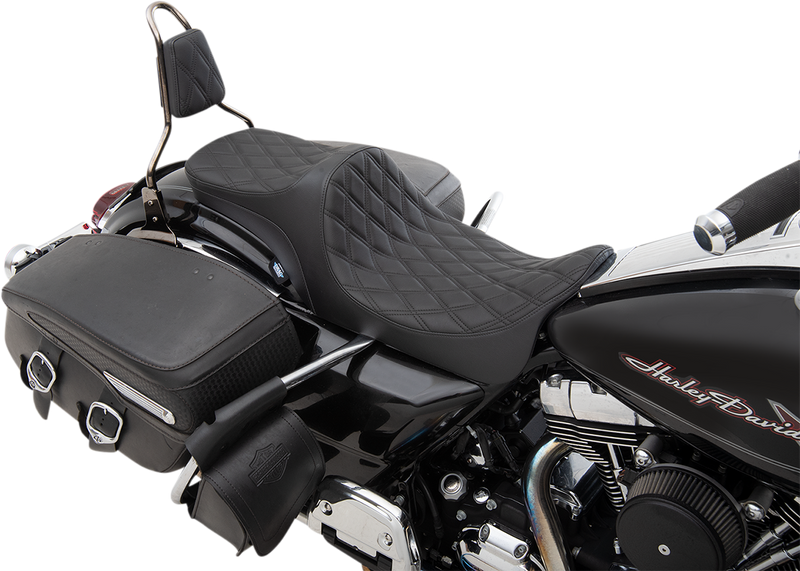 DRAG SPECIALTIES SEATS, Drag Specialties Seats Predator III 2-Up Seat - Double Diamond - Black Thread for Harley-Davidson FL 2008-2023, Part #0801-1304