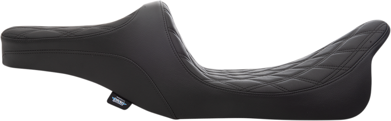 Drag Specialties Seats Predator III 2-Up Seat for Harley-Davidson FL 1999-2007 with Double Diamond Pattern and Black Thread - Part Number 0801-1308