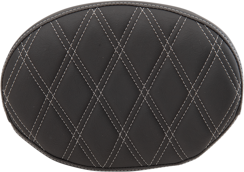 DRAG SPECIALTIES SEATS, Drag Specialties Seats Oval Sissy Bar Pad - Double Diamond Silver Stitch for FL 1999-2022 Part #0822-0429