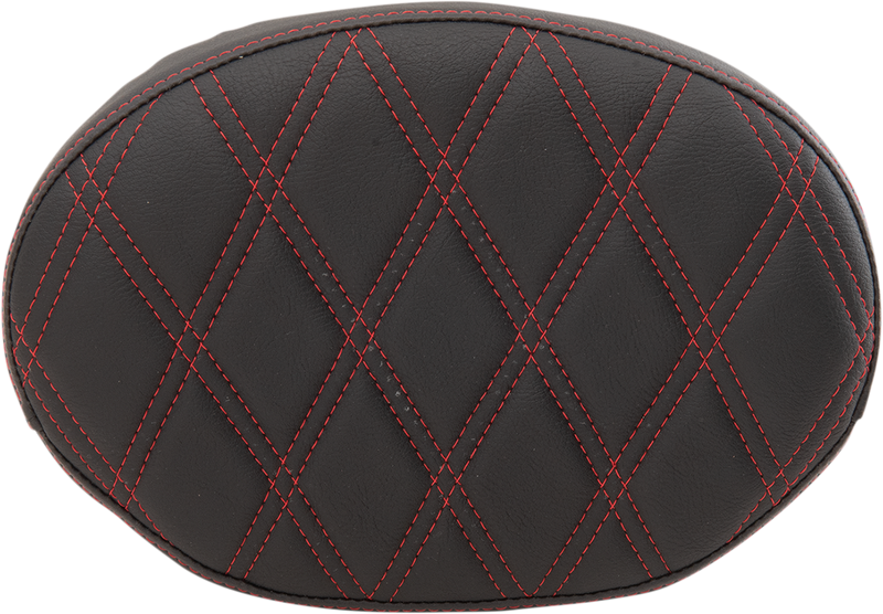 DRAG SPECIALTIES SEATS, Drag Specialties Seats Oval Sissy Bar Pad - Double Diamond with Red Stitch for Harley Davidson FL '99-'22, Part Number 0822-0430