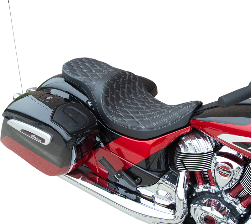 DRAG SPECIALTIES SEATS, DRAG SPECIALTIES SEATS Low Profile Touring Seat with Silver Stitching for Indian '14-'22 - Part 0810-2260