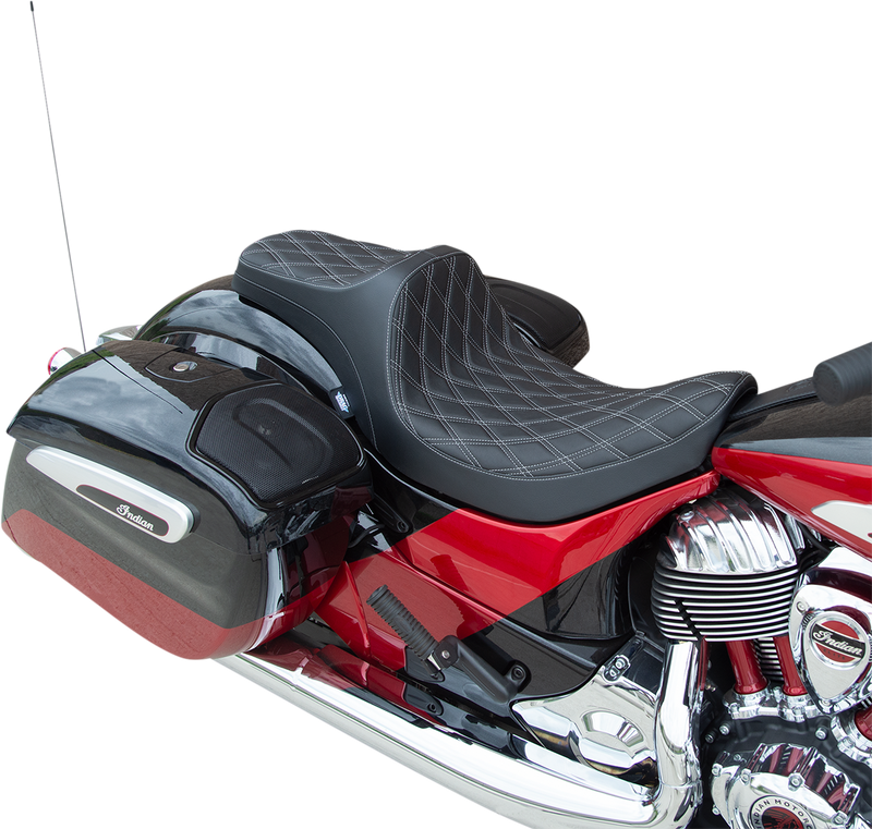 DRAG SPECIALTIES SEATS, DRAG SPECIALTIES SEATS Predator III Seat for Indian 2014-2022, Double Diamond Silver Stitching