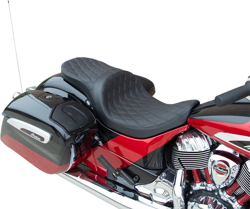 DRAG SPECIALTIES SEATS, DRAG SPECIALTIES SEATS Low Profile Touring Seat - Double Diamond with Black Stitching for Indian 2014-2022 (Part #0810-2259)