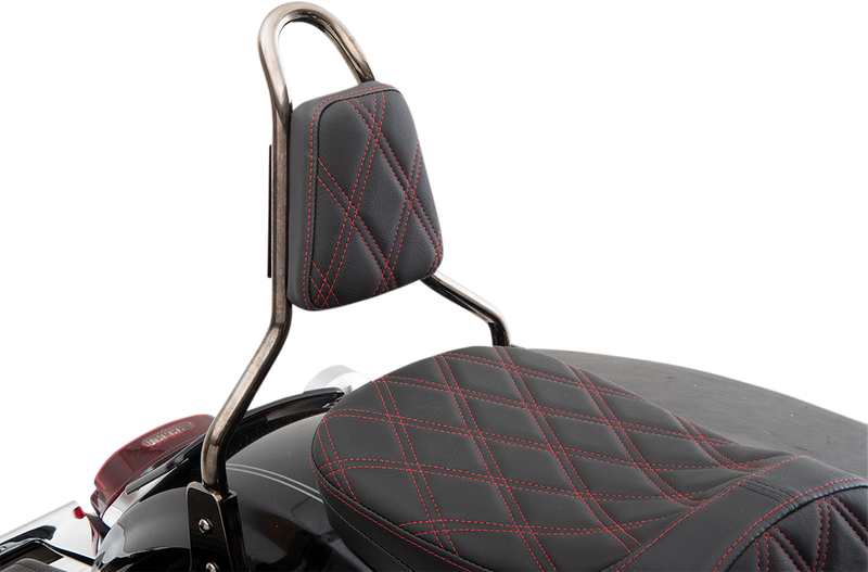 DRAG SPECIALTIES SEATS, DRAG SPECIALTIES SEATS Tapered Backrest Pad - Double Diamond Red Stitch - Part No. 0822-0451