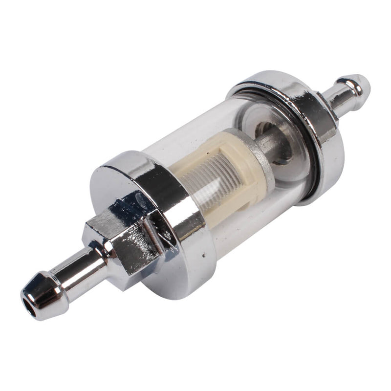 NCY Glass In-line Fuel Filter - Chrome finish