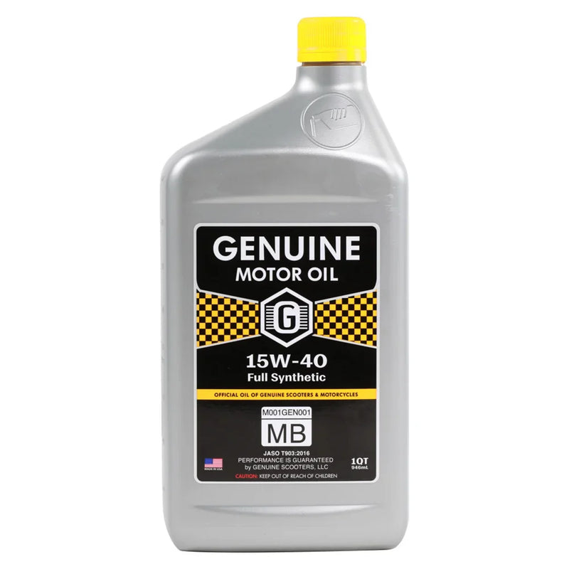 Genuine Motor Oil: 15W-40 JASO MB Synthetic Engine Oil 1QT