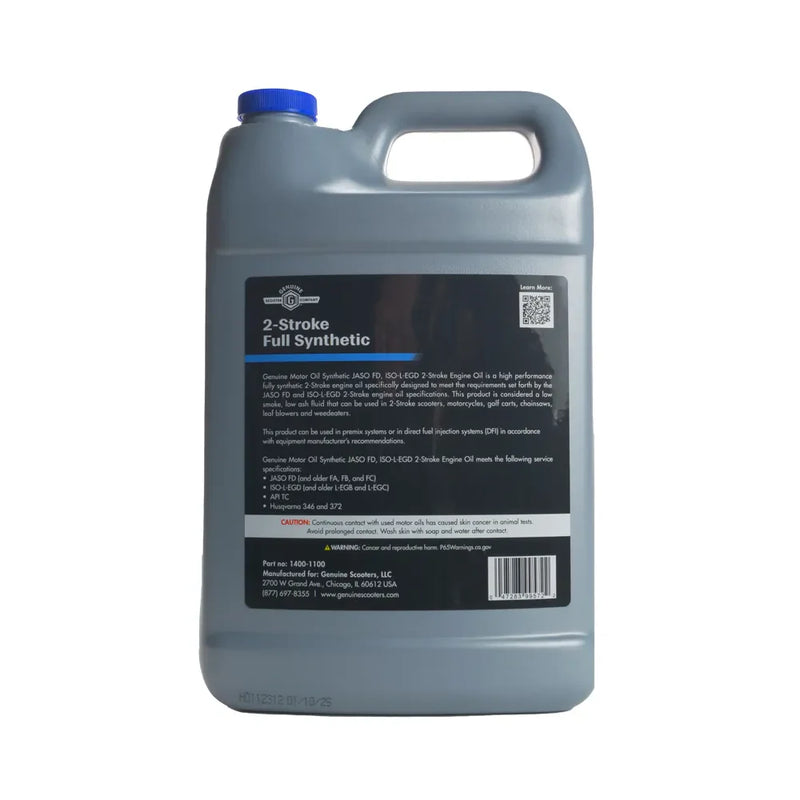 Genuine Motor Oil: Synthetic 2T JASO FD Oil: 1 Gallon