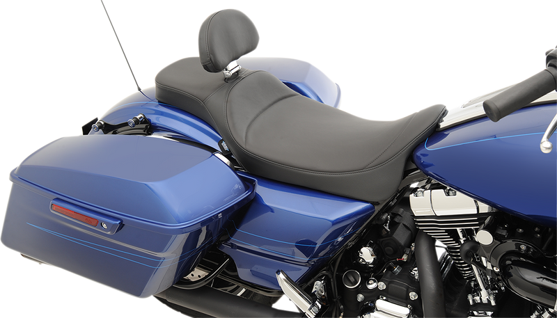 DRAG SPECIALTIES SEATS, DRAG SPECIALTIES SEATS Extended Reach Predator Seat - Mild Stitched with Backrest Receptacle for FL 2008-2024, Part #0801-1005