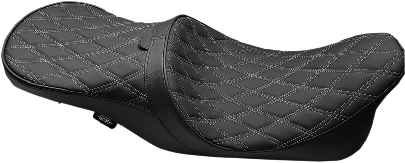 DRAG SPECIALTIES SEATS, Drag Specialties Seats Low Touring Seat with Backrest Receiver for FL 2008-2023 | Solar Reflective Double Diamond Model Part 0801-1008