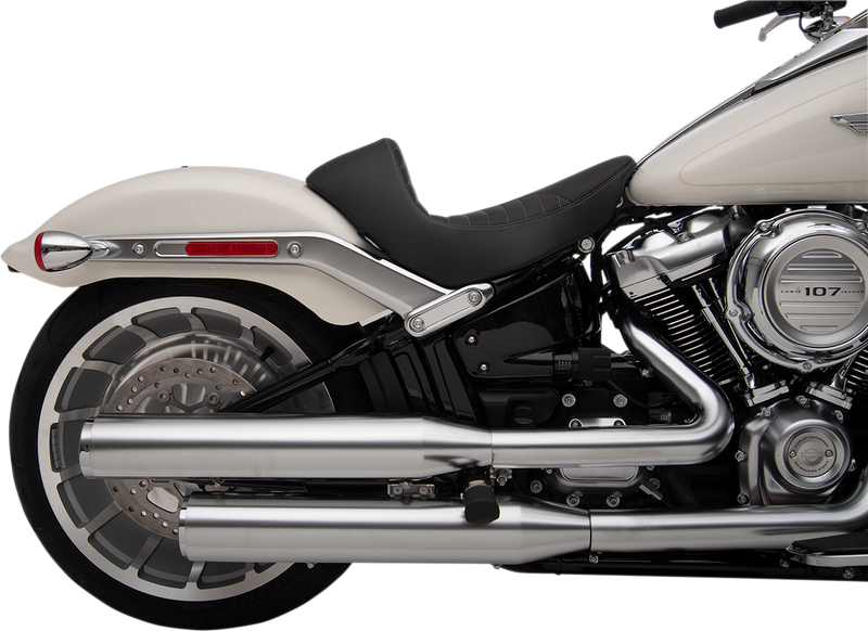DRAG SPECIALTIES SEATS, DRAG SPECIALTIES SEATS EZ-Solo Seat with Scorpion Stitch - Silver Thread Vinyl for FLFB/S '18-'22 | Part 0802-1186