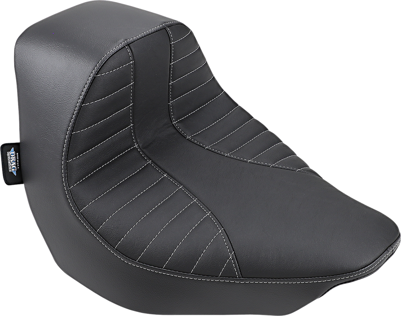 DRAG SPECIALTIES SEATS, DRAG SPECIALTIES SEATS EZ-Solo Seat with Scorpion Stitch - Silver Thread Vinyl for FLFB/S '18-'22 | Part 0802-1186