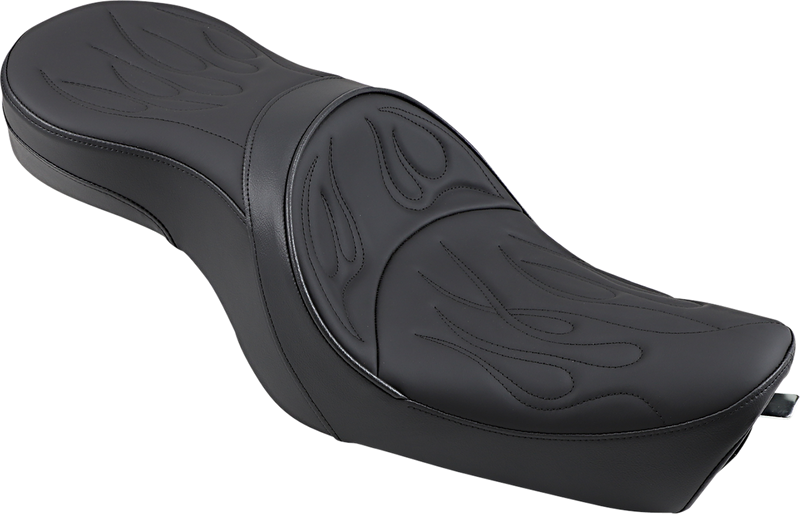 DRAG SPECIALTIES SEATS, DRAG SPECIALTIES SEATS Low Profile Flame Stitched Seat for Harley XL '04-'22 (Part No. 0804-0260)