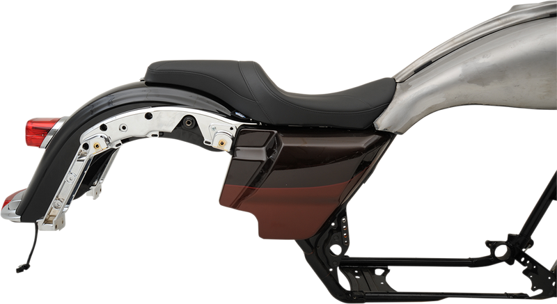 DRAG SPECIALTIES SEATS, DRAG SPECIALTIES SEATS Predator Seat - Mild Stitched for Harley FL 2008-2023 with Yaffe Gas Tank