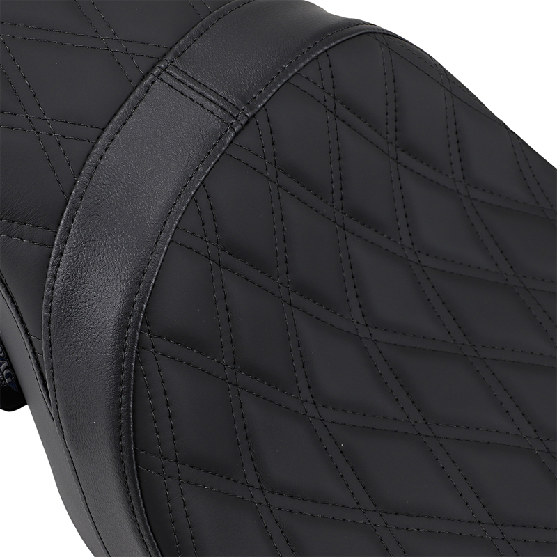 DRAG SPECIALTIES SEATS, Drag Specialties Seats Predator 2-Up Seat with Double Diamond Pattern and Black Stitching for Harley FL 2008-2023 - Part Number 0801-1270