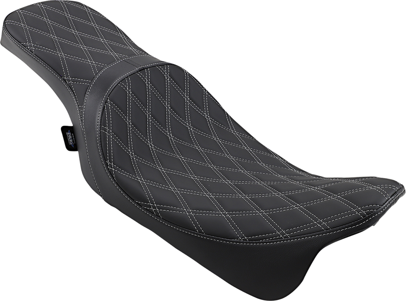 DRAG SPECIALTIES SEATS, Drag Specialties Seats Predator 2-Up Seat with Double Diamond Pattern and Silver Stitching for Harley-Davidson FL Models 2008-2023 - Part 0801-1271