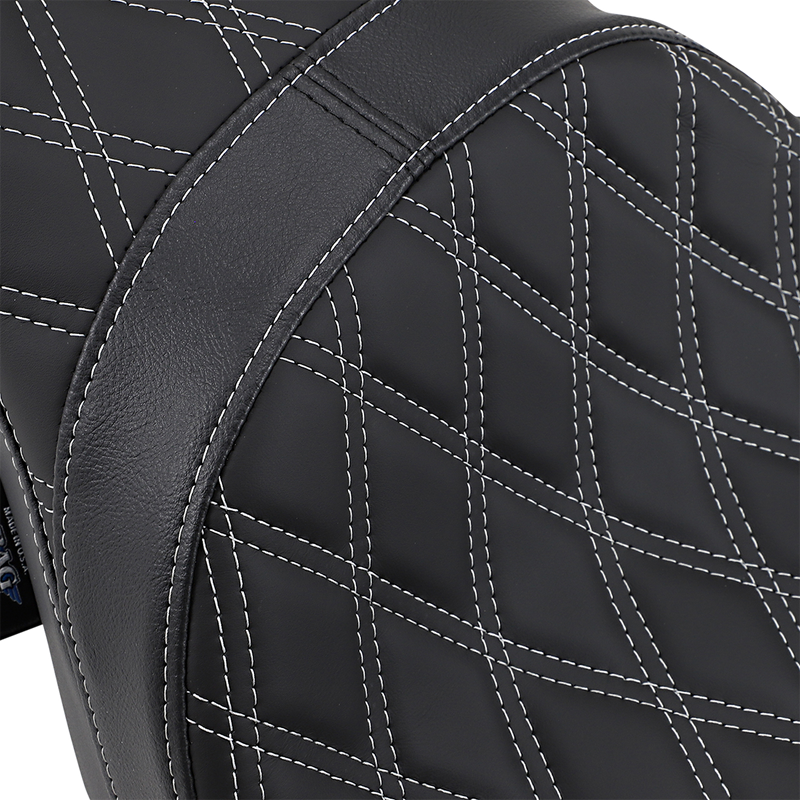 DRAG SPECIALTIES SEATS, Drag Specialties Seats Predator 2-Up Seat with Double Diamond Pattern and Silver Stitching for Harley-Davidson FL Models 2008-2023 - Part 0801-1271
