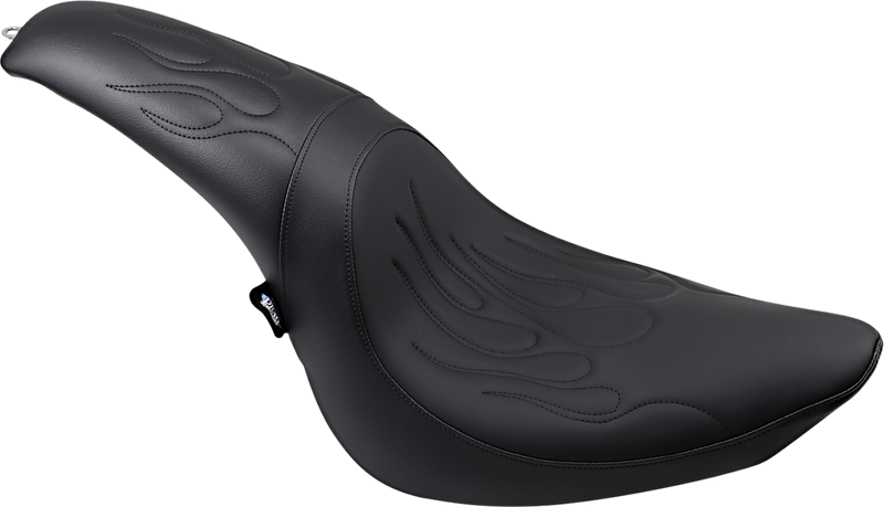 DRAG SPECIALTIES SEATS, DRAG SPECIALTIES SEATS Predator Seat - Black Flame Stitched for FL/FX 2006-2017 - Part 0802-0393